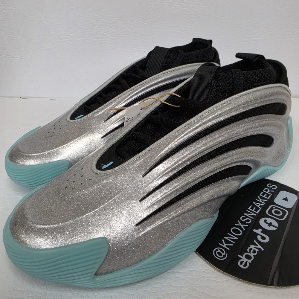 Adidas Harden Volume 9 Uno Metallic Silver Black Aqua JS1028 Men's Size 10